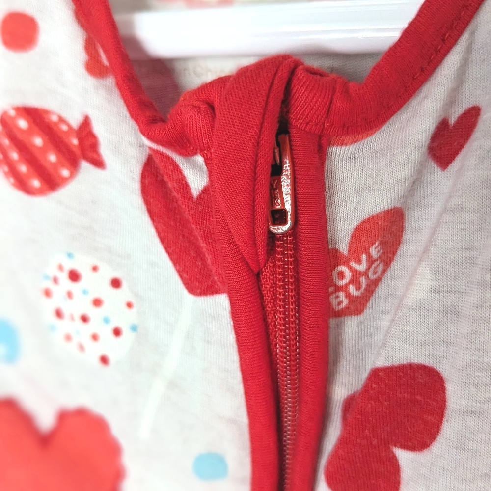 Little Sleepies 12-18 months Gray Sweet Valentine Hearts Bamboo Zippy VGUC - Picture 6 of 9
